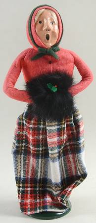 Traditional Assorted Carolers Woman With Muff-Red Coat/Plaid Ski - No Box Nb1428