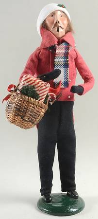 Traditional Assorted Carolers Man With Basket Of Toys-Red Coat - Nb1423, No Box