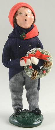 Traditional Assorted Carolers Boy With Wreath-Blue Coat - No Box Nb1419