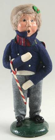 Traditional Assorted Carolers Boy With Candy Cane-Blue Coat - No Box Nb1417