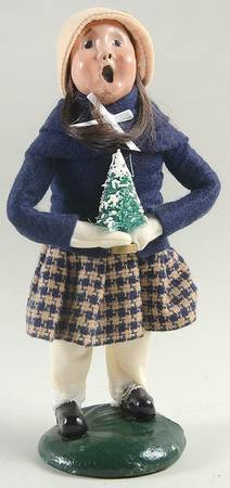Traditional Assorted Carolers Girl With Tree-Blue Coat - No Box Nb1416