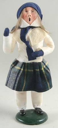 Traditional Assorted Carolers Girl With White Coat/Plaid Skirt - No Box Nb1406