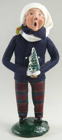 Traditional Assorted Carolers Boy With Tree-Blue Coat - No Box Nb1405