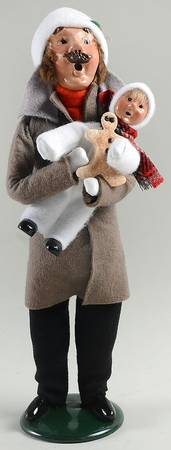 Traditional Assorted Carolers Mustache Man With Toddler & Gingerbread - No Box