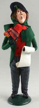 Traditional Assorted Carolers Man With Music-Green Coat - No Box