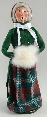 Traditional Assorted Carolers Grandmother With Muff-Plaid Skirt-Green  - No Box