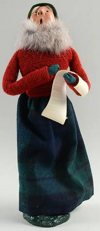 Traditional Assorted Carolers Woman With Music-Green Plaid-Red Top - No Box