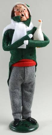 Traditional Assorted Carolers Man With Goose-Green Coat - No Box