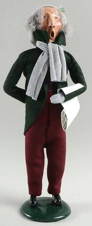 Traditional Assorted Carolers Grandfather With Music-Green Coat - No Box