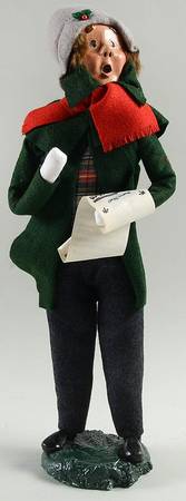 Traditional Assorted Carolers Man With Music-Green Coat - No Box