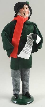 Traditional Assorted Carolers Grandfather With Music-Green Cape - No Box 631