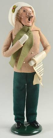 Traditional Assorted Carolers Mustache Man With Music-Tan Coat - No Box Nb627