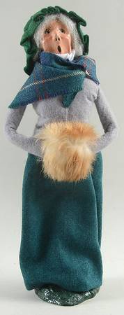 Traditional Assorted Carolers Grandmother With Muff-Green Skirt-Grey  - No Box