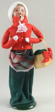 Traditional Assorted Carolers Grandmother With Basket-Red Coat - No Box