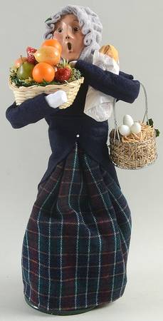 Traditional Assorted Carolers Shopper Woman With Baskets And Bread - No Box