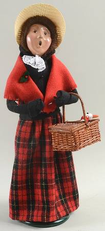 Traditional Assorted Carolers Woman With Goose In Basket - No Box