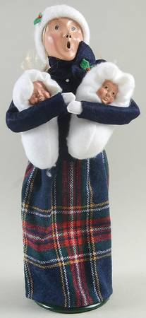 Traditional Assorted Carolers Woman With Babies-Blue Coat - No Box