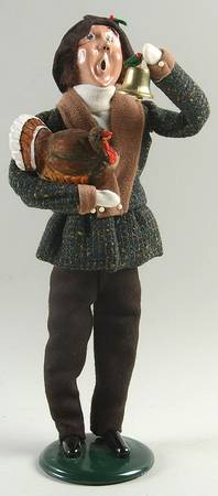 Traditional Assorted Carolers Man With Turkey And Bell - No Box