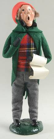 Traditional Assorted Carolers Man With Music-Green Coat - No Box
