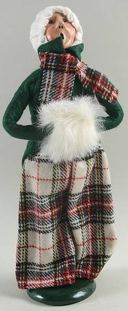 Traditional Assorted Carolers Woman With Muff-Green Top Plaid Skirt - No Box