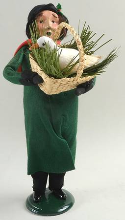Traditional Assorted Carolers Man With Goose In Basket - No Box