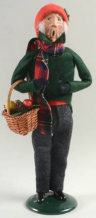 Traditional Assorted Carolers Grandfather With Fruit Basket-Green Coat - Nb448, No Box