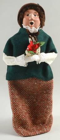 Traditional Assorted Carolers Woman With Poinsettia - No Box