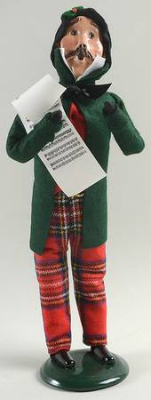 Traditional Assorted Carolers Man With Music-Green Coat/Plaid Pants - No Box Nb1515