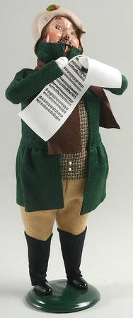 Traditional Assorted Carolers Mustache Man With Music-Green Coat - No Box Nb1508