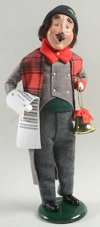 Traditional Assorted Carolers Man With Bell & Music-Grey Coat - No Box Nb1507