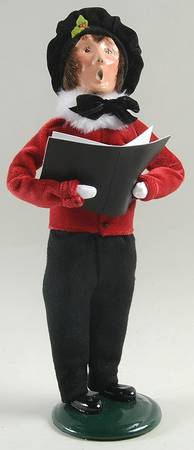 Traditional Assorted Carolers Teen Boy With Song Book-Red Coat - No Box Nb1504