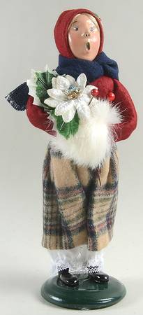 Traditional Assorted Carolers Teen Girl With White Poinsettia-Red Coat - No Box Nb1500