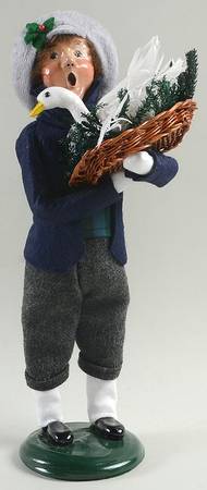 Traditional Assorted Carolers Teen Boy With Goose In Basket-Blue Coat - No Box Nb1498