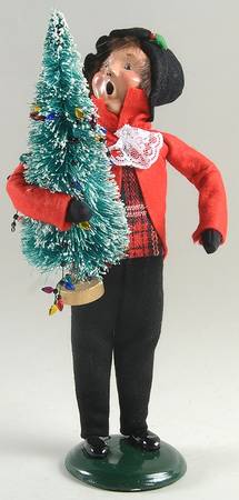 Traditional Assorted Carolers Teen Boy With Tree-Red Coat - No Box Nb1493