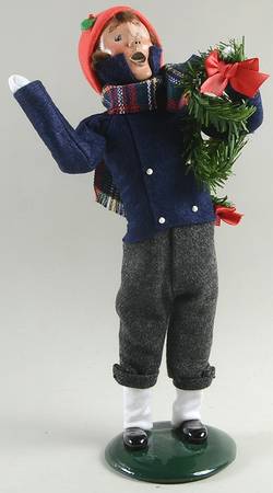Traditional Assorted Carolers Teen Boy With Garland-Blue Coat - No Box Nb1492