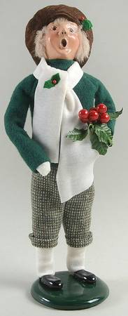Traditional Assorted Carolers Teen Boy With Holly-Green Coat - No Box Nb1491