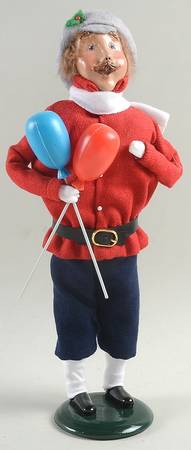 Traditional Assorted Carolers Mustache Man With Balloons-Red Coat - No Box Nb1490
