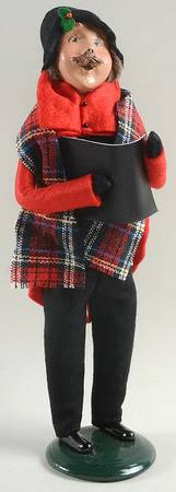 Traditional Assorted Carolers Mustache Man With Song Book-Red Coat - No Box Nb1486