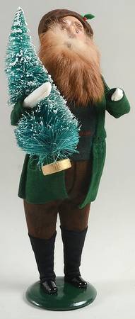 Traditional Assorted Carolers Bearded Man With Tree-Green Coat - No Box Nb1483