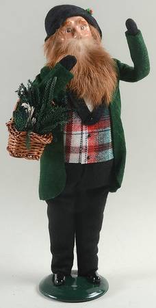 Traditional Assorted Carolers Bearded Man With Basket Of Greenery-Gree - No Box Nb1480