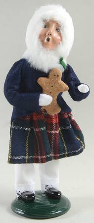 Traditional Assorted Carolers Girl With Gingerbread Man-Blue Coat - No Box Nb1461