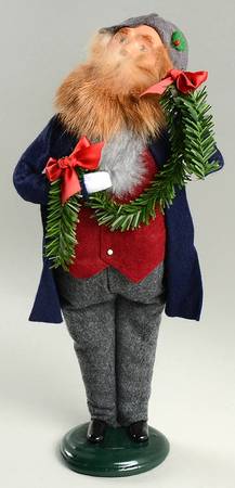 Traditional Assorted Carolers Bearded Man With Garland-Blue Coat - No Box Nb1475