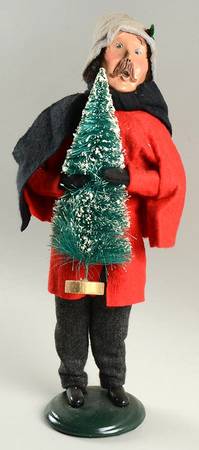 Traditional Assorted Carolers Mustache Man With Tree-Red Coat - No Box Nb1472