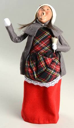 Traditional Assorted Carolers Jolly Woman With Chestnuts-Grey Coat - Nb1033, No Box