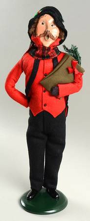 Traditional Assorted Carolers Mustache Man With Greenry Sack-Red Coat - Nb739, No Box