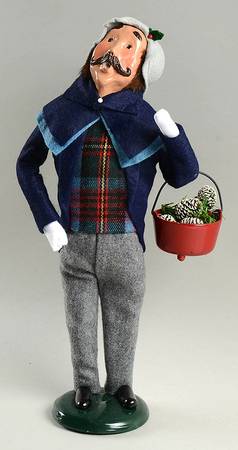 Traditional Assorted Carolers Man With Metal Pot Of Pinecones - Nb719, No Box