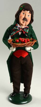 Traditional Assorted Carolers Man With Wicker Tray Of Holly Berries - Nb712, No Box
