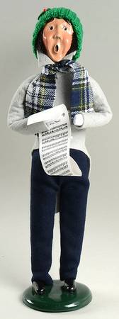 Traditional Assorted Carolers Man With Music-Grey Coat - Nb709, No Box