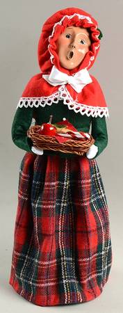 Traditional Assorted Carolers Woman With Apple Tray-Red Cape - Nb703, No Box