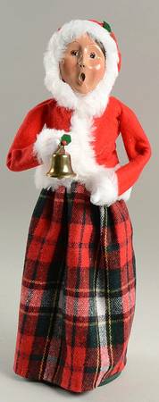 Traditional Assorted Carolers Woman With Bell-Red Fur Lined Coat - Nb698, No Box